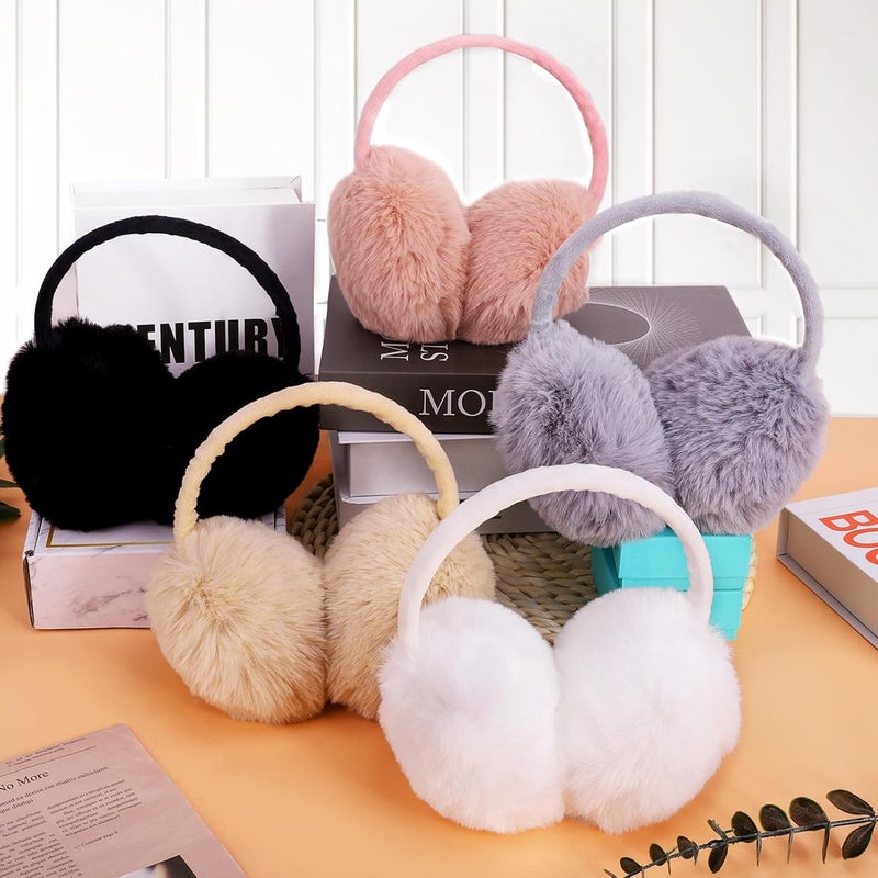 Lainlight Store Ear Muffs Winter Women Girls Adjustable Faux Fur Ear Warmers Comfy Cute Fuzzy Earmuffs - Image 4